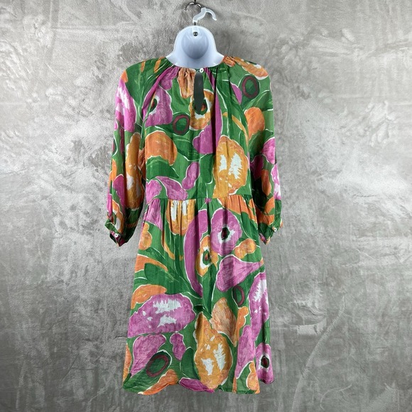 Banjanan Abigail Dress Floral Puff Sleeve Ruffle Hem Women's Small‎ - Picture 2 of 10